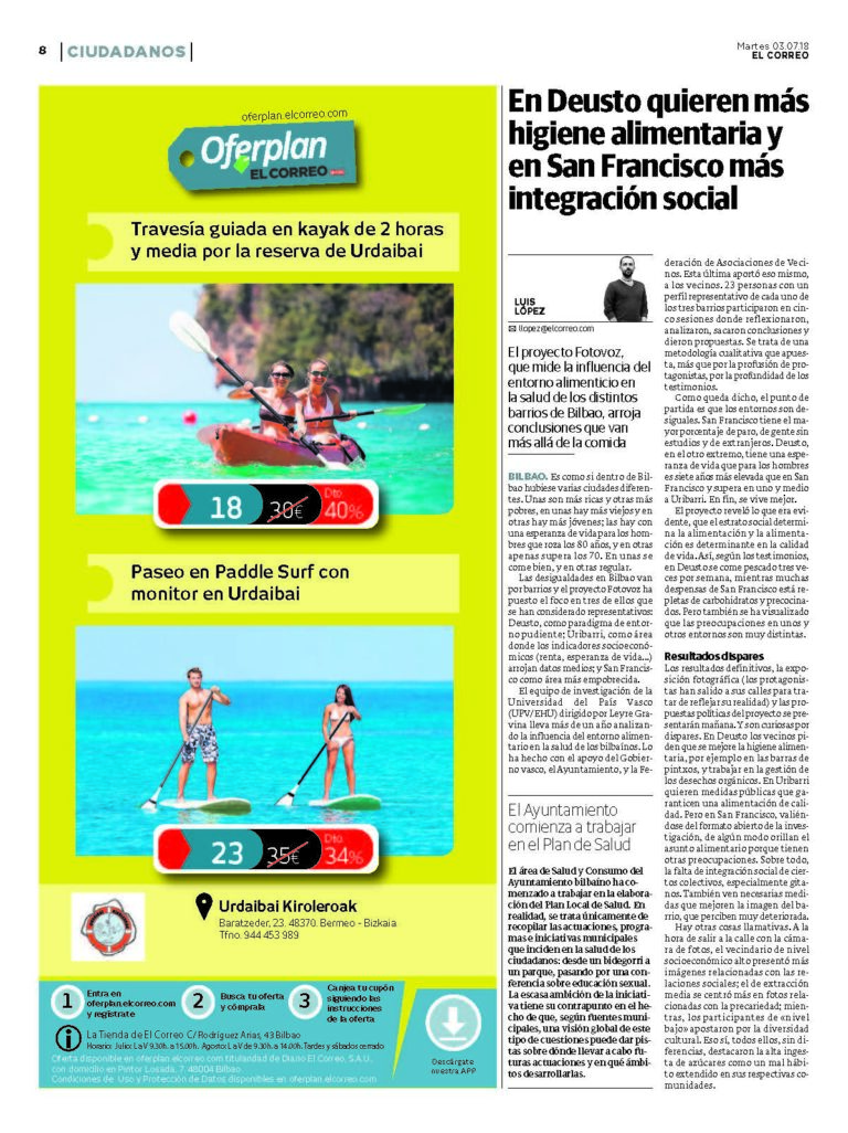 El correo (03-07-2018): conclusiones del proyecto FOTOVOZ BILBAO